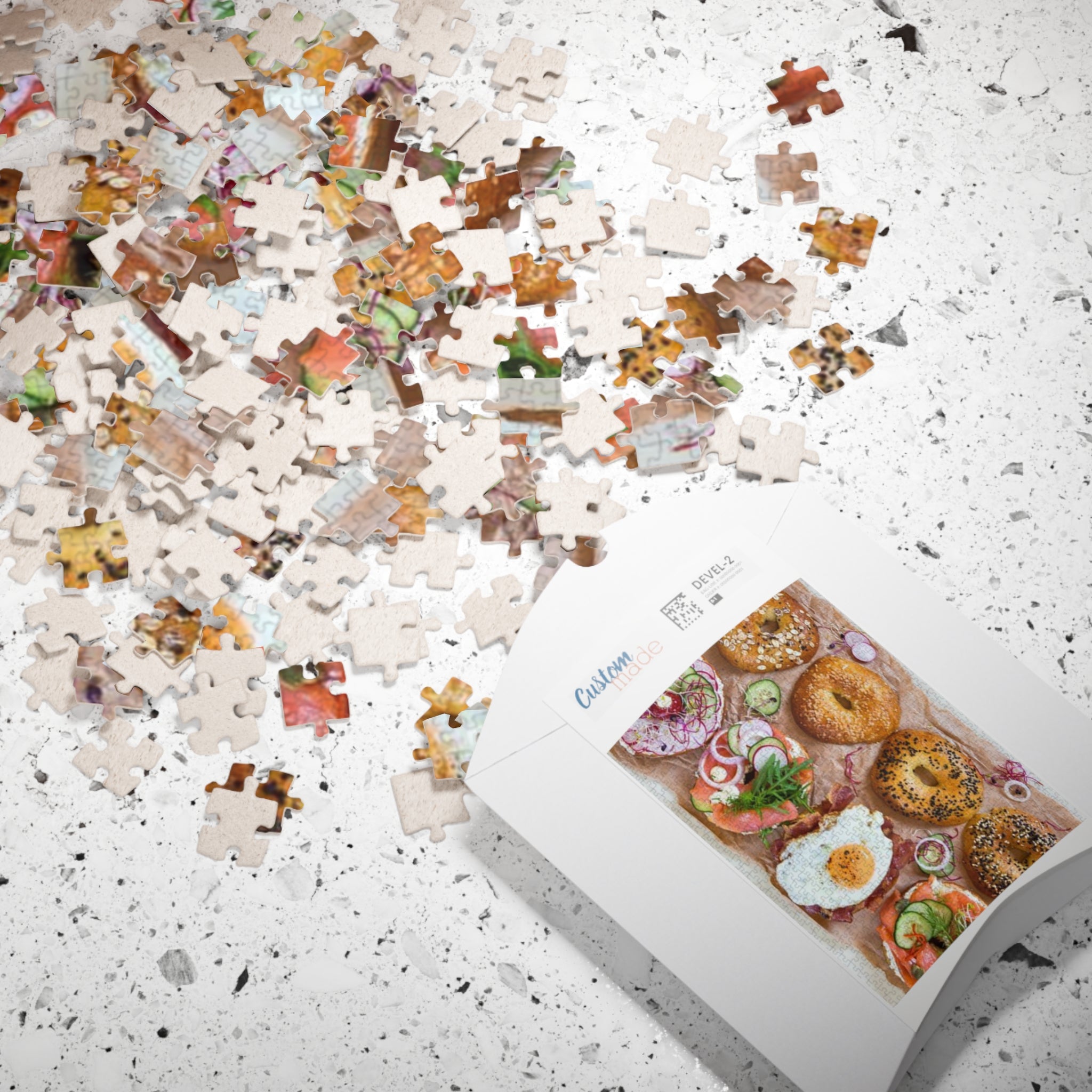 Bagel Breakfast Jigsaw Puzzle Lox Cream Cheese Bacon Fried Egg Radish Food