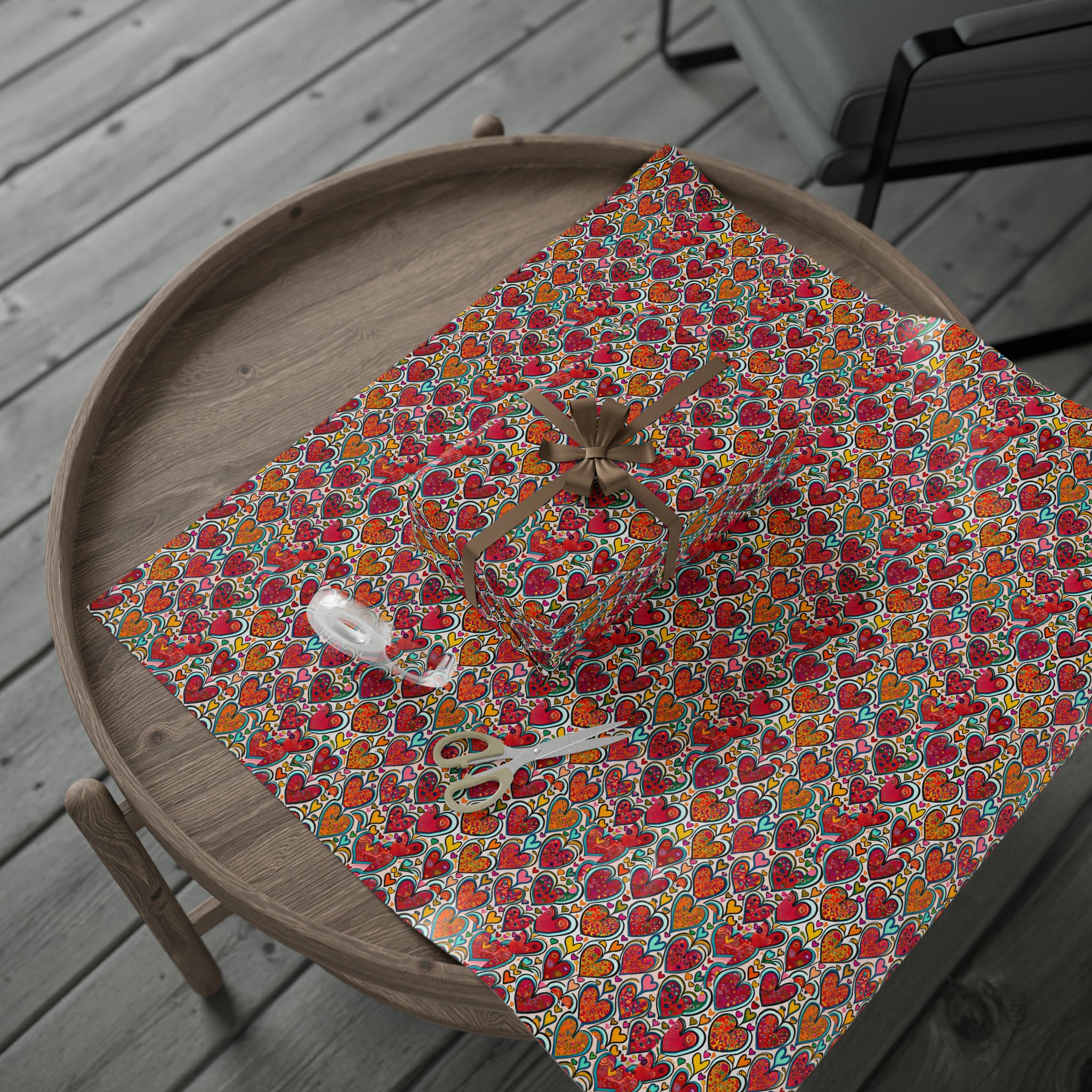 Art Deco - Hearts Red | Wrapping Paper Birthday Gift Holiday