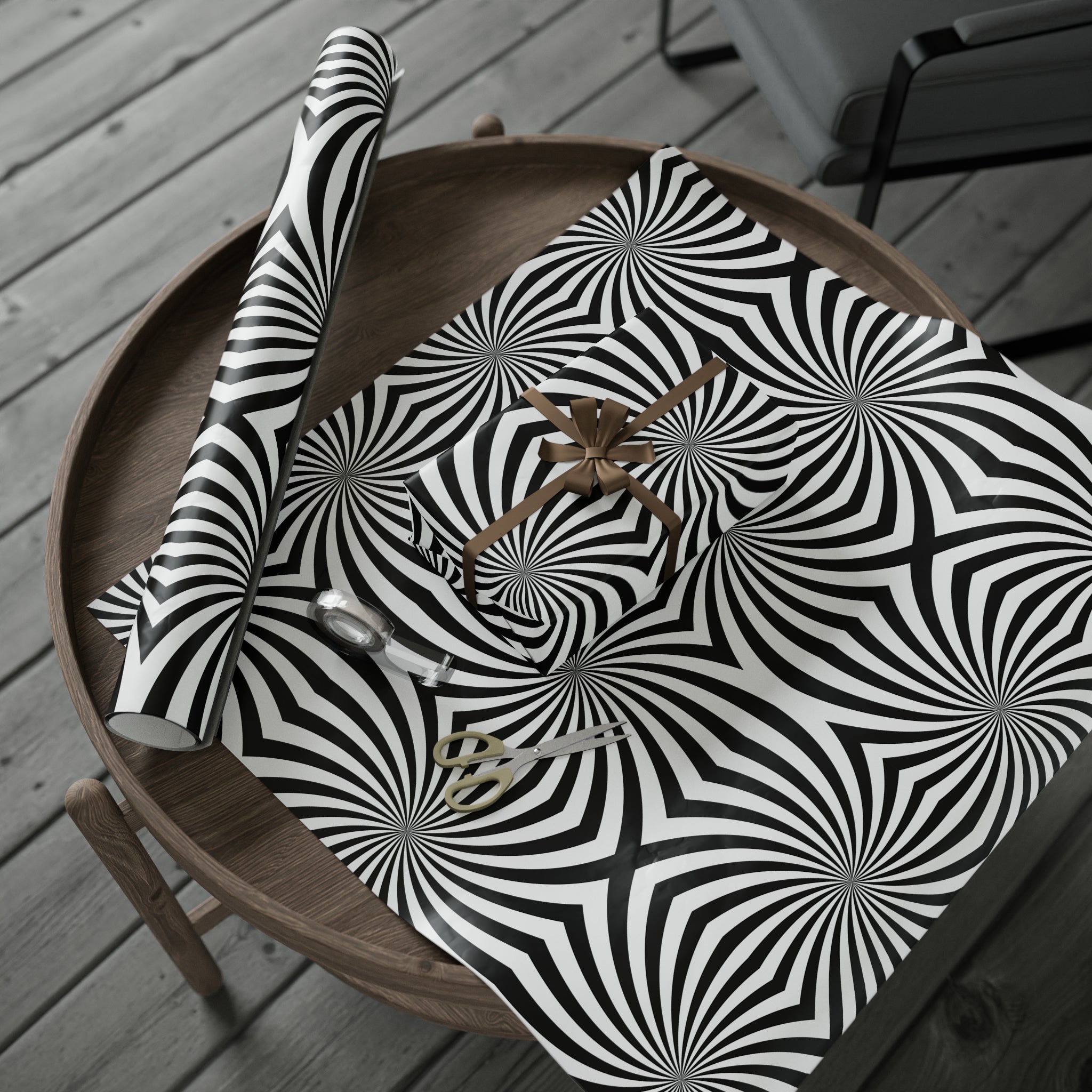 Mindbending Swirls Black and White | Wrapping Paper Birthday Gift Holiday