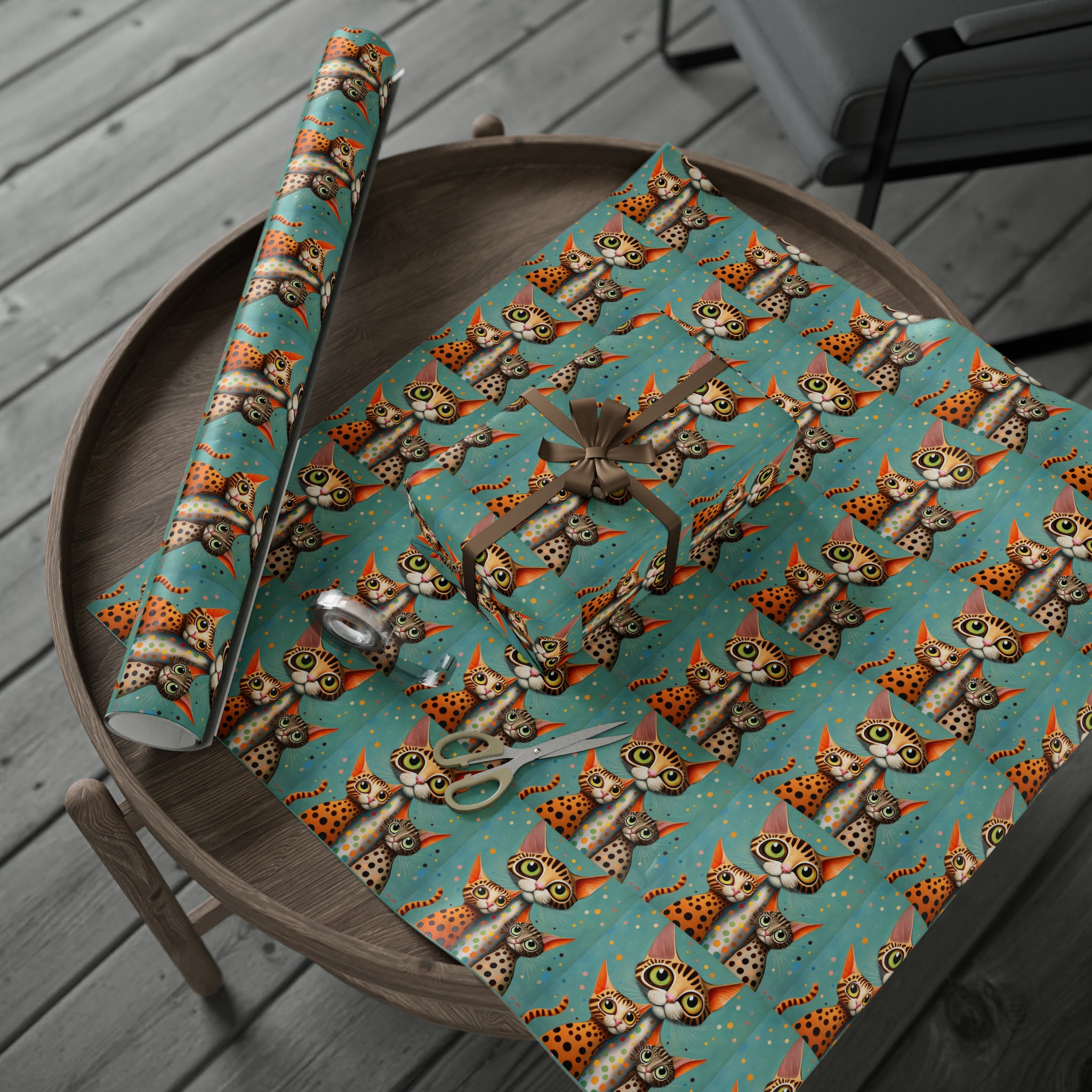 Art Deco - Kitten Trio | Wrapping Paper Birthday Gift Holiday