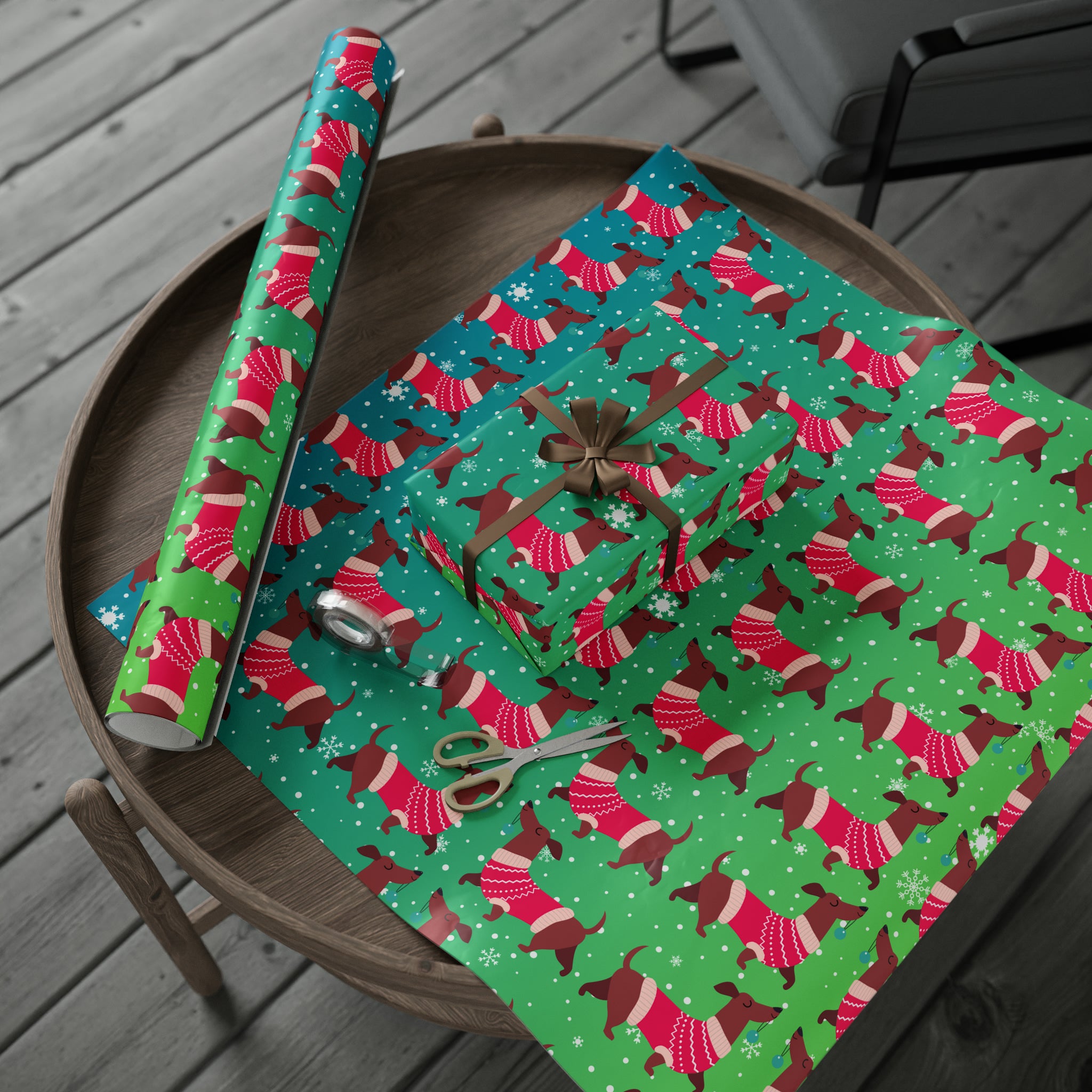 Dachshund in Sweater Gradient | Wrapping Paper Birthday Gift Holiday