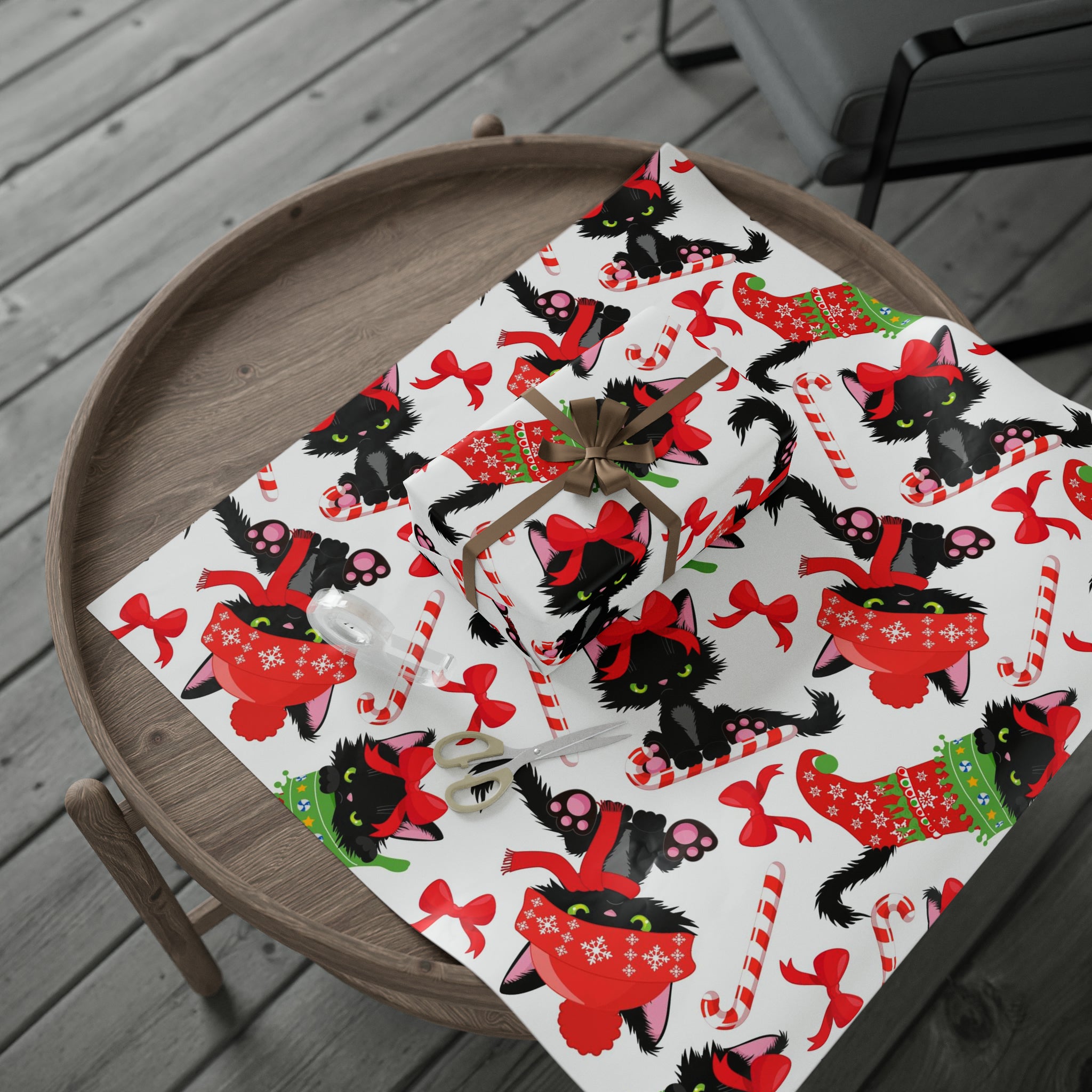 Angry Cat in Stocking | Wrapping Paper Birthday Gift Holiday