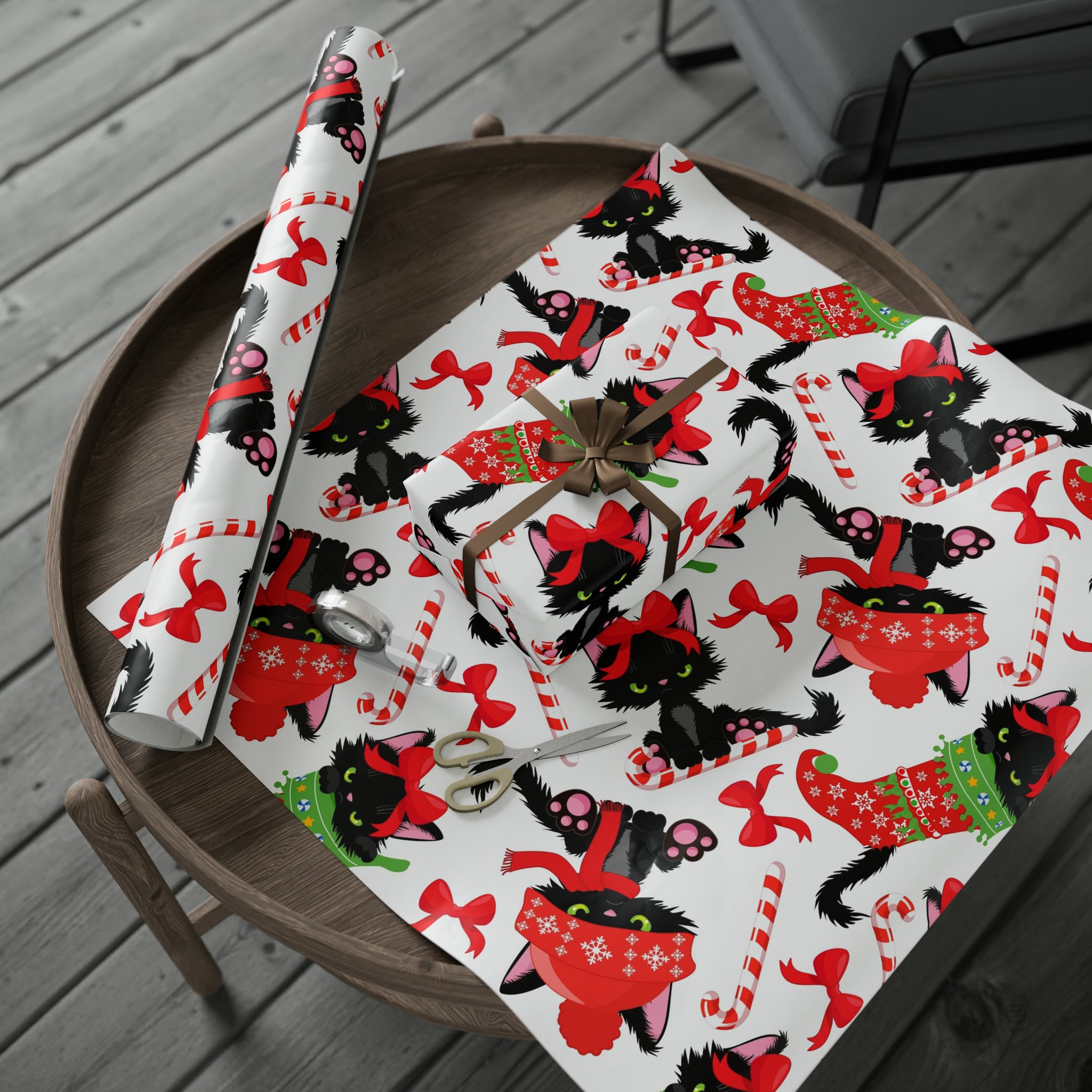 Angry Cat in Stocking | Wrapping Paper Birthday Gift Holiday