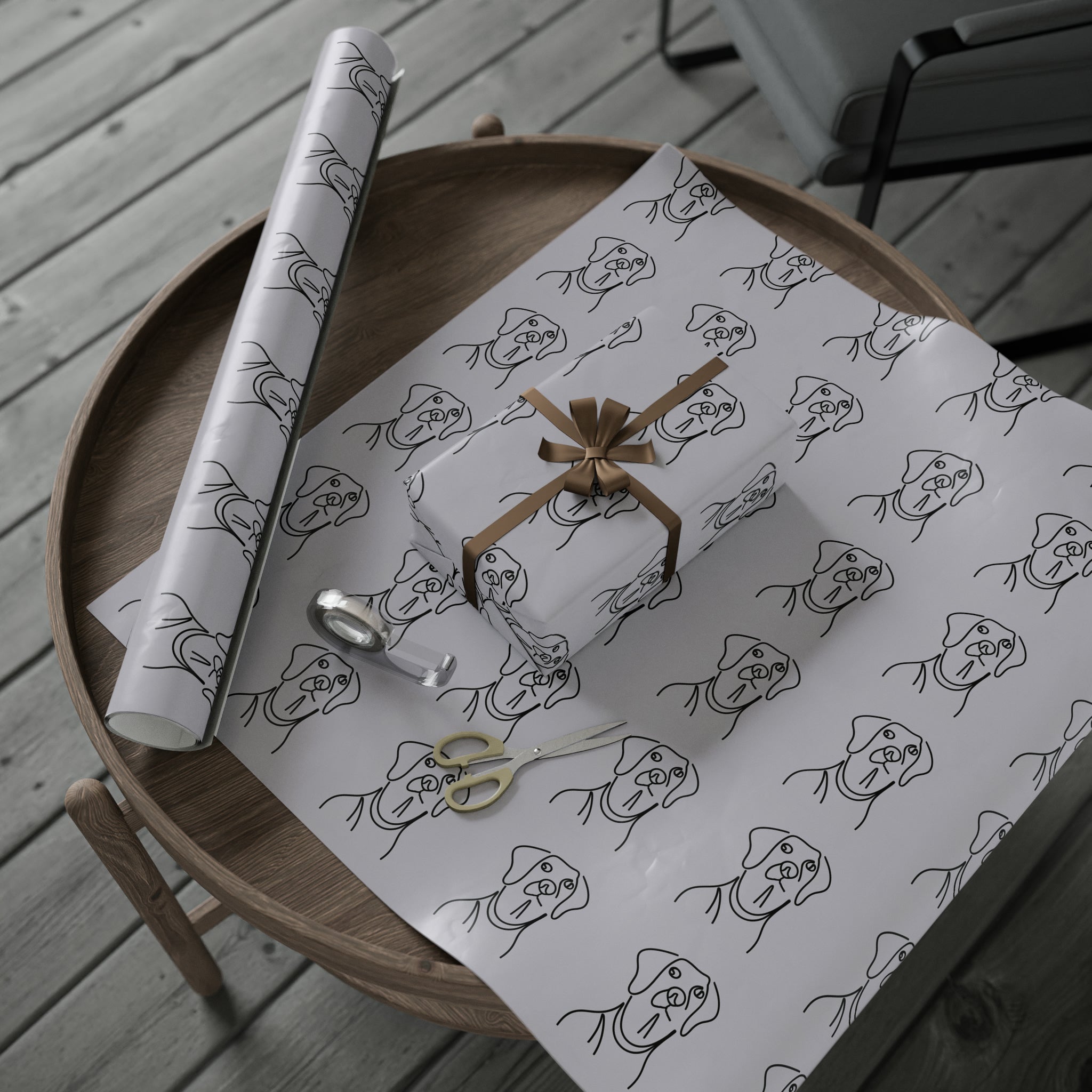 Art Deco - Dog Grey | Wrapping Paper Birthday Gift Holiday