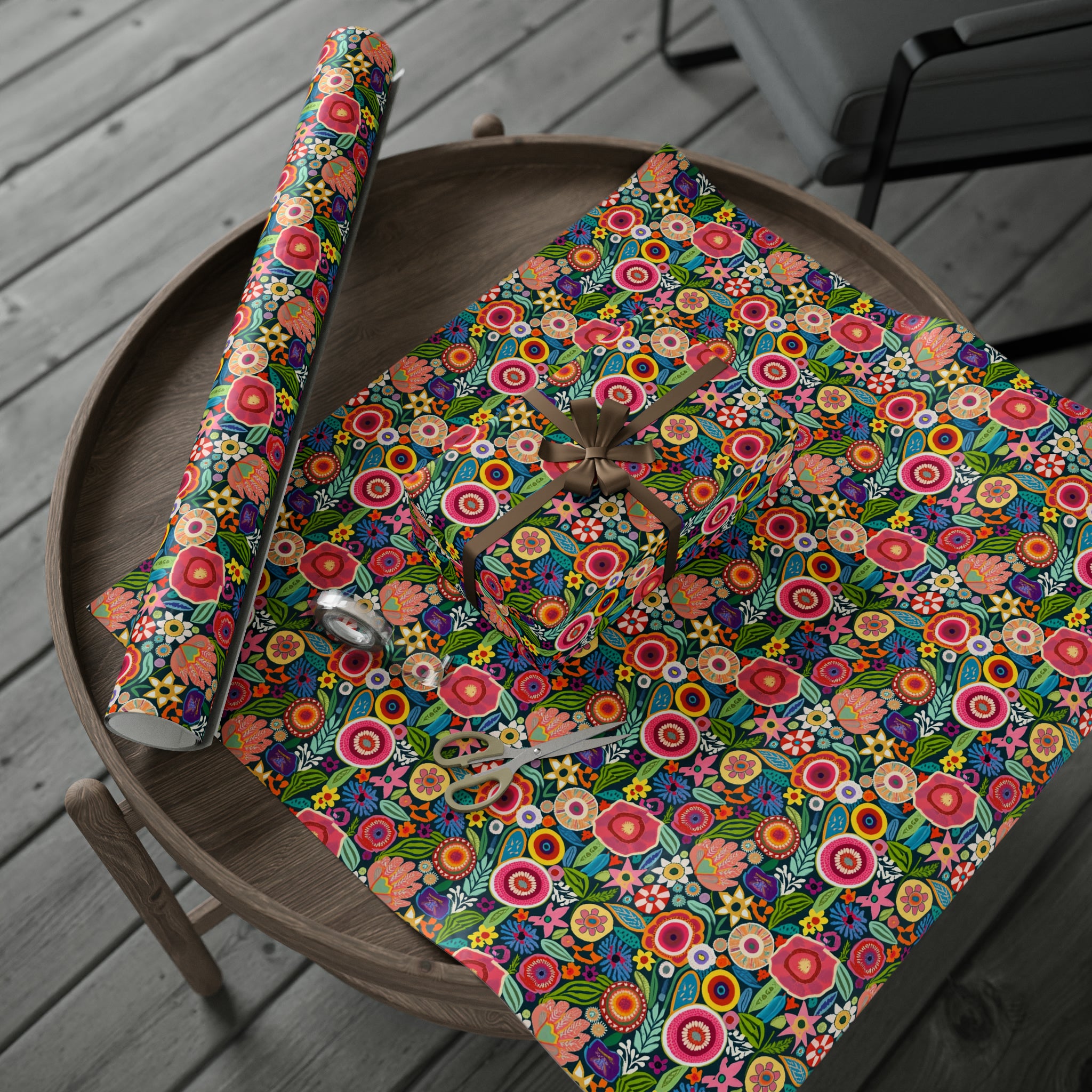 Art Deco - Pink Floral | Wrapping Paper Birthday Gift Holiday