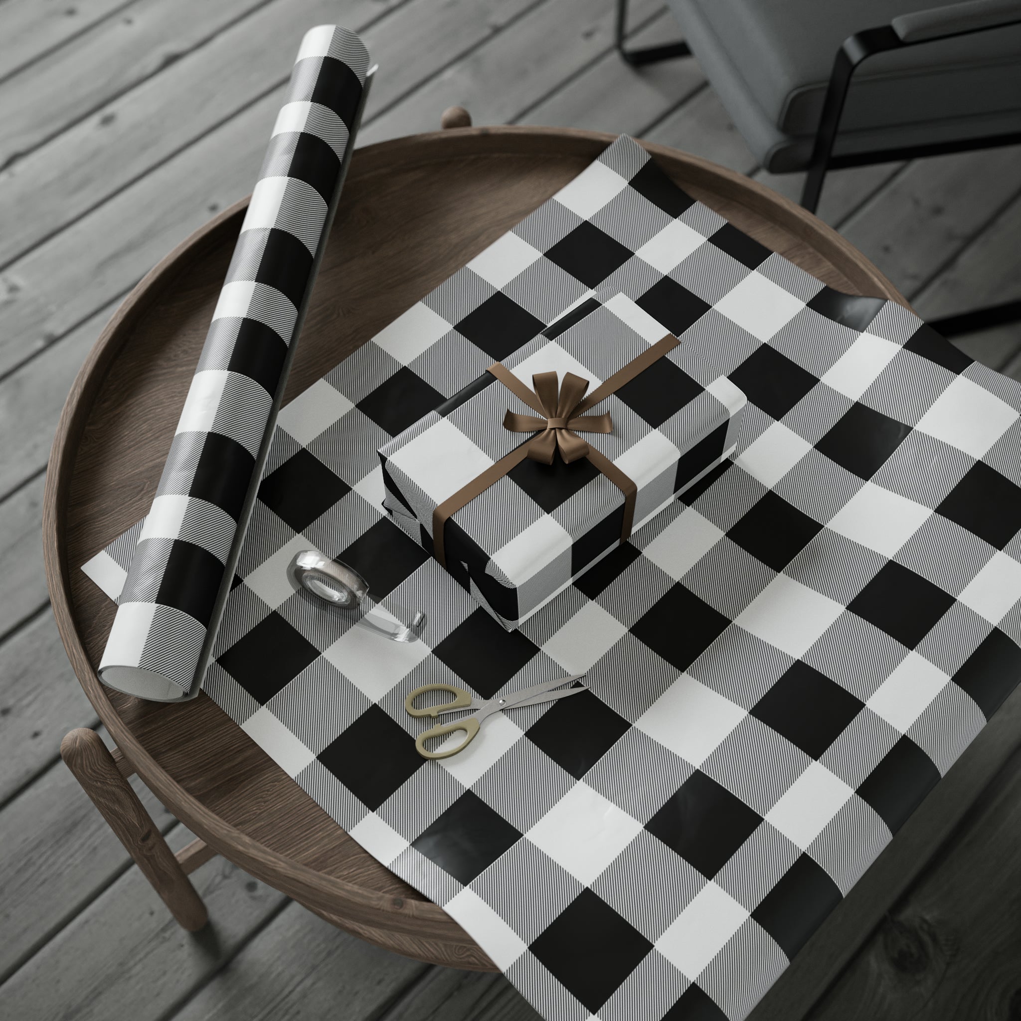 Buffalo Plaid Black and White Large | Wrapping Paper Birthday Gift Holiday