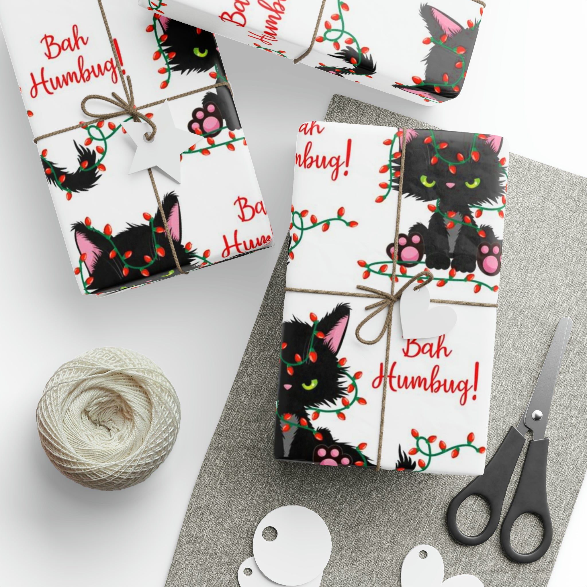 Angry Cat Bah Humbug | Wrapping Paper Birthday Gift Holiday