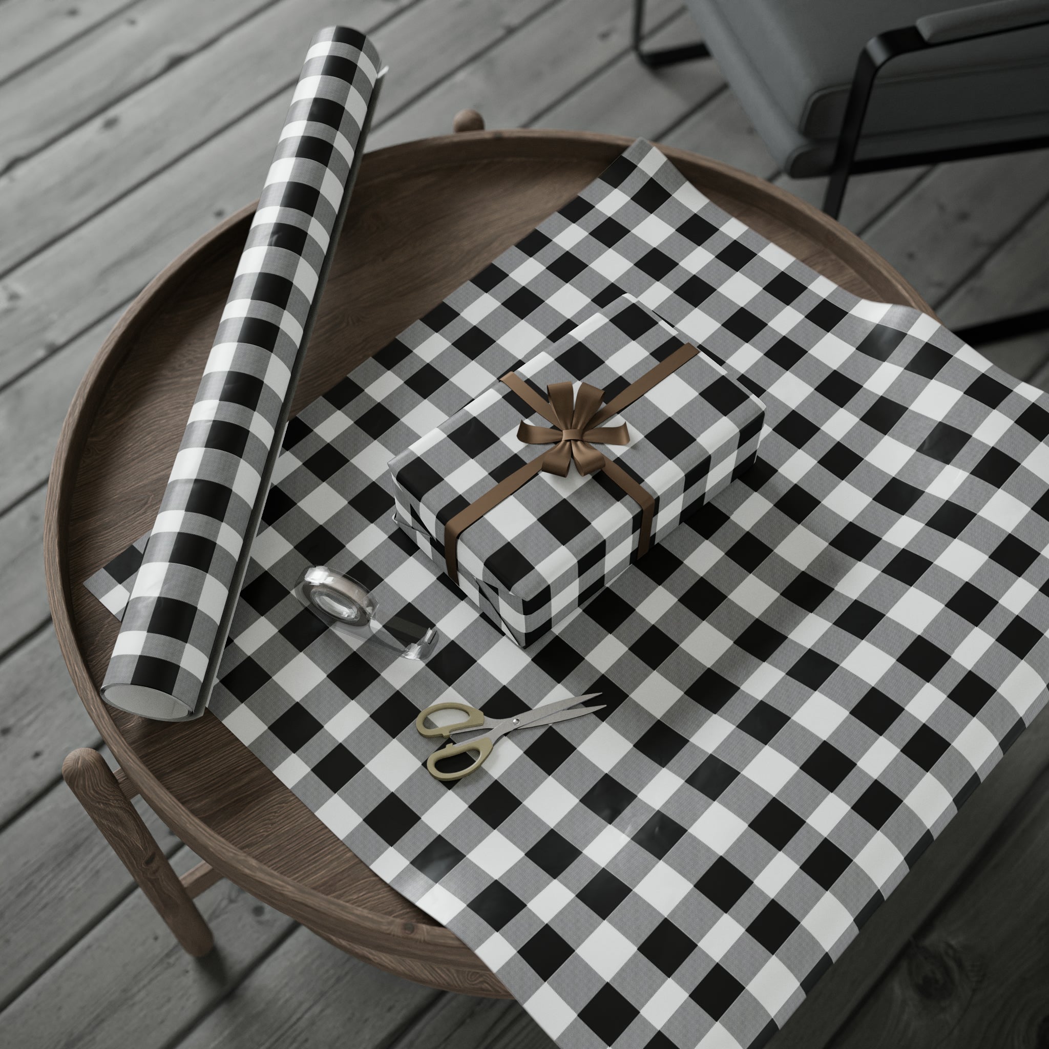 Buffalo Plaid Black and White | Wrapping Paper Birthday Gift Holiday