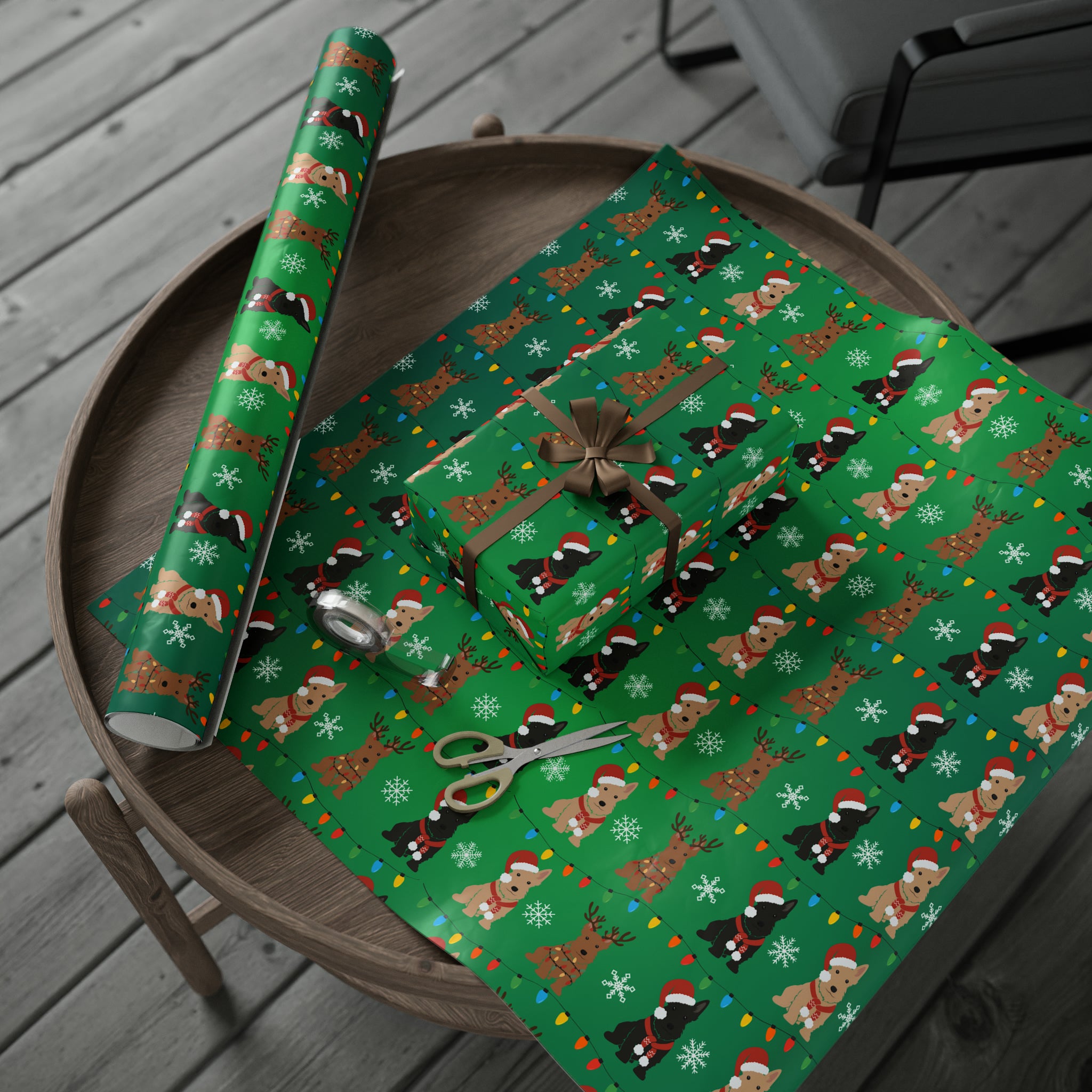 Scottish Terrier with Snowflakes | Wrapping Paper Birthday Gift Holiday