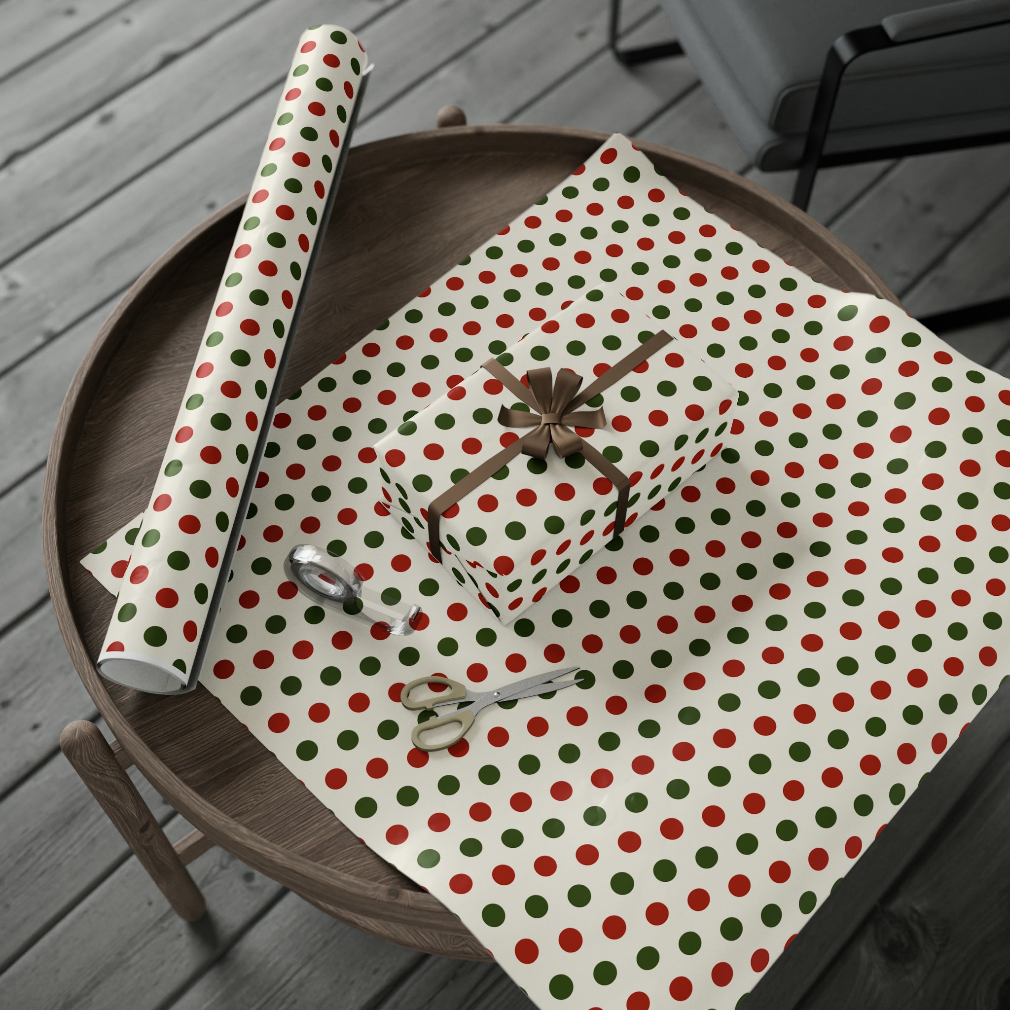 Red and Green Polka Dots | Wrapping Paper Birthday Gift Holiday