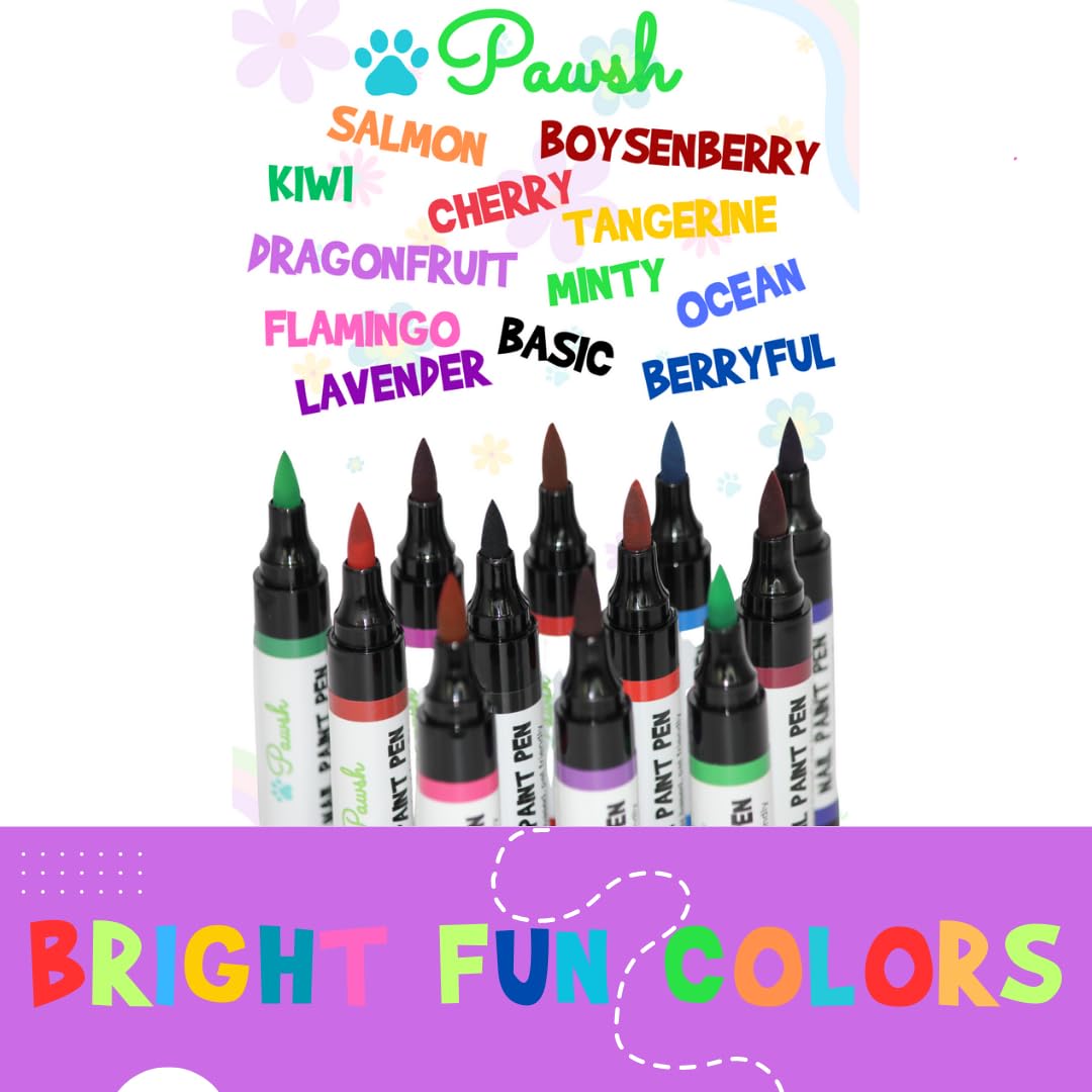 Nail Polish Pens: Ultimate Accessory for Your Pet! 12 Color Set, Quick Dry, Non-Toxic, Water-Based Grooming Supplies