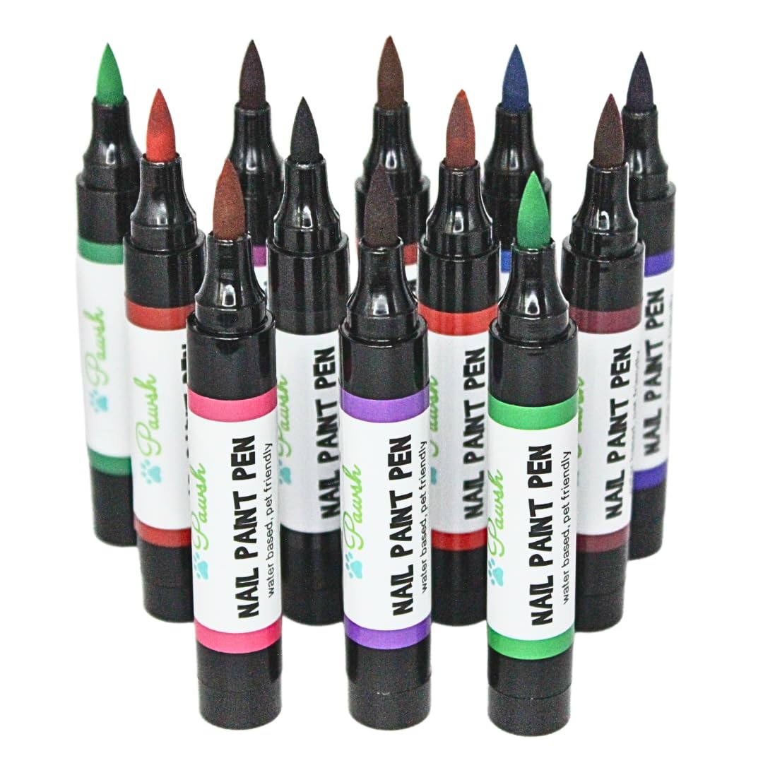 Nail Polish Pens: Ultimate Accessory for Your Pet! 12 Color Set, Quick Dry, Non-Toxic, Water-Based Grooming Supplies
