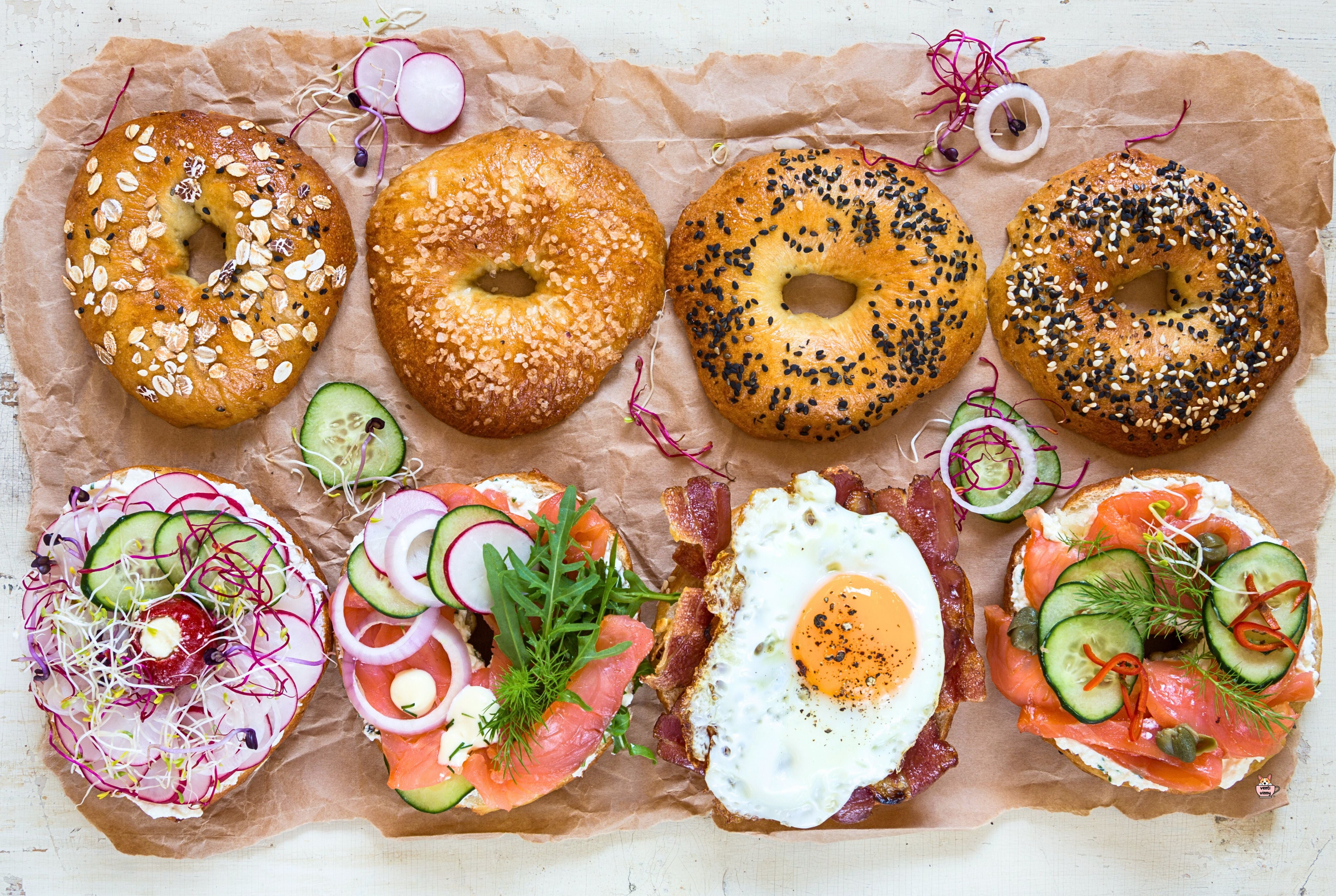 Bagel Breakfast Jigsaw Puzzle Lox Cream Cheese Bacon Fried Egg Radish Food