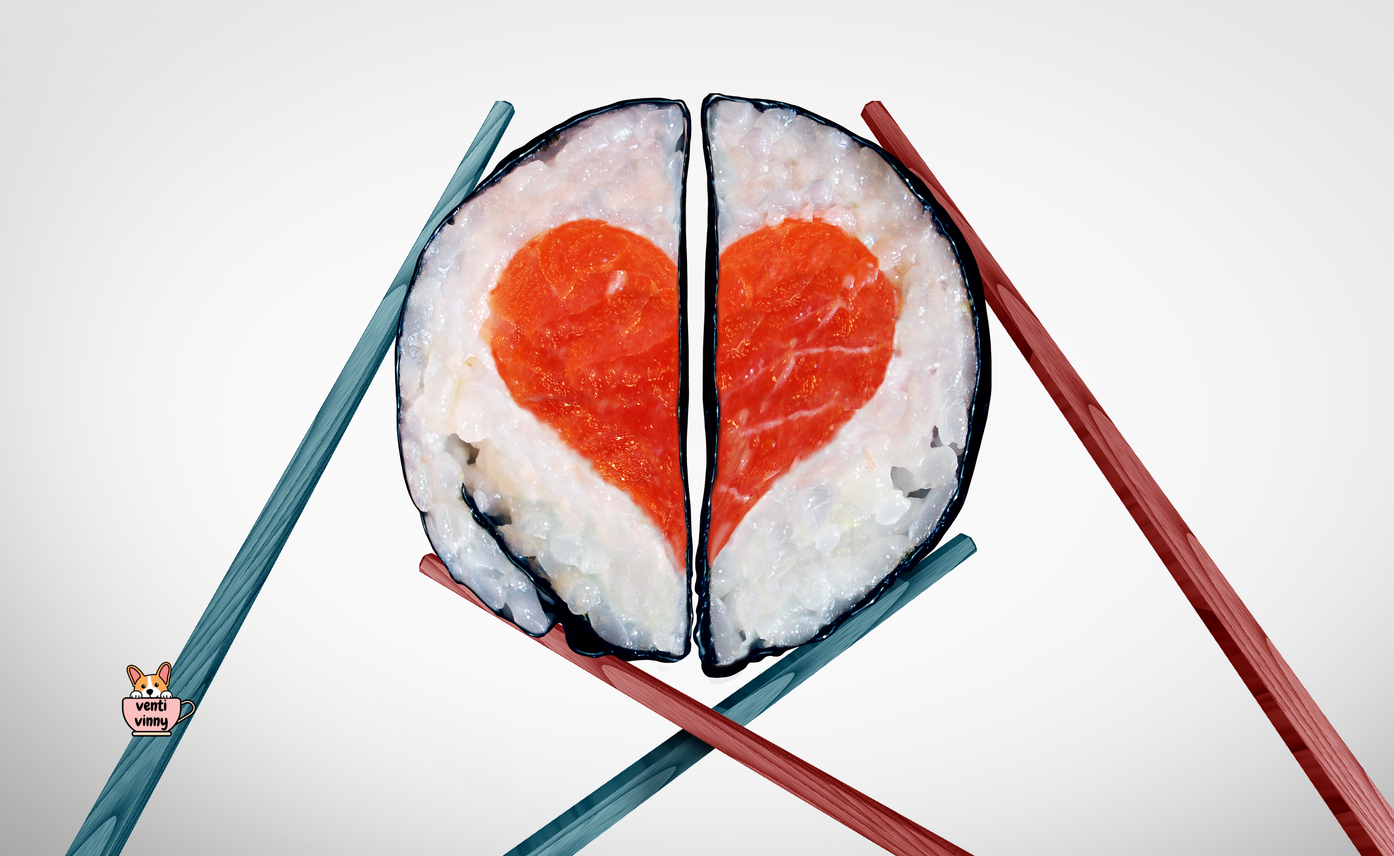 Sushi Salmon Heart Composition Notebook