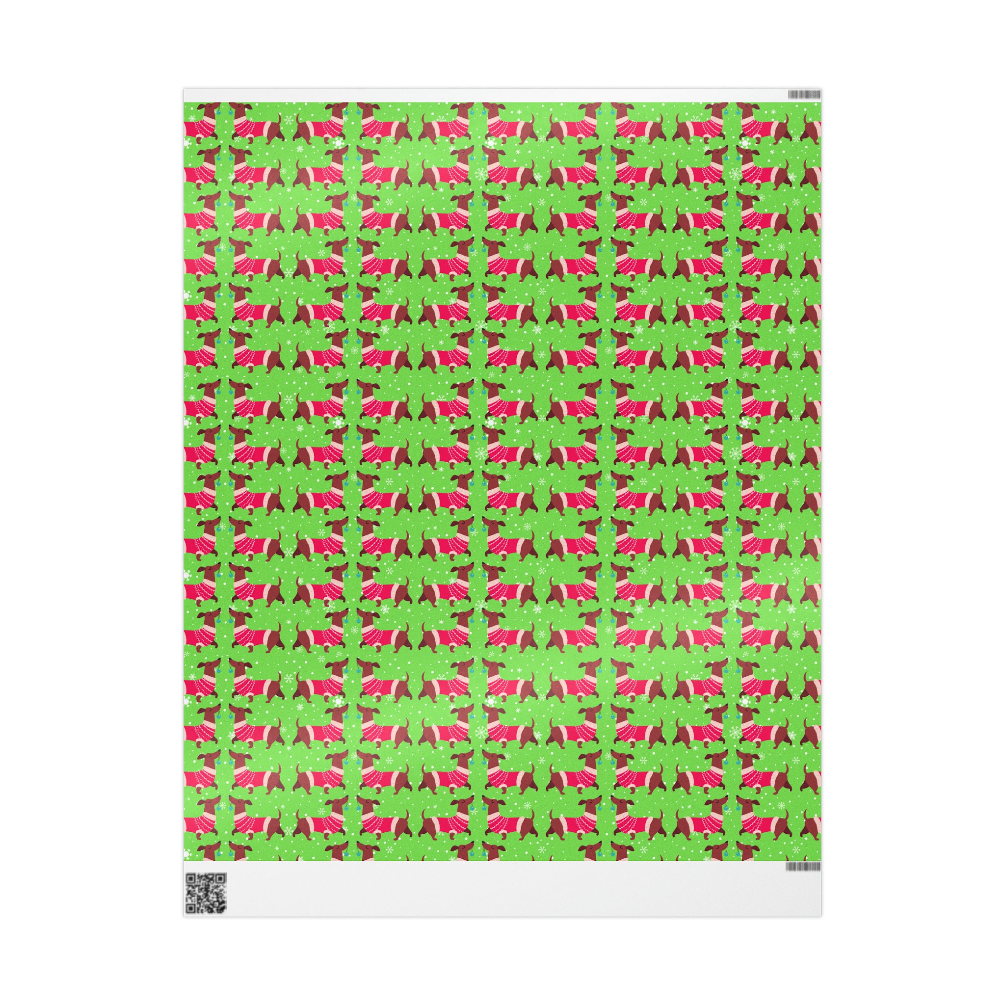 Dachshund Sweater on Green | Wrapping Paper Birthday Gift Holiday