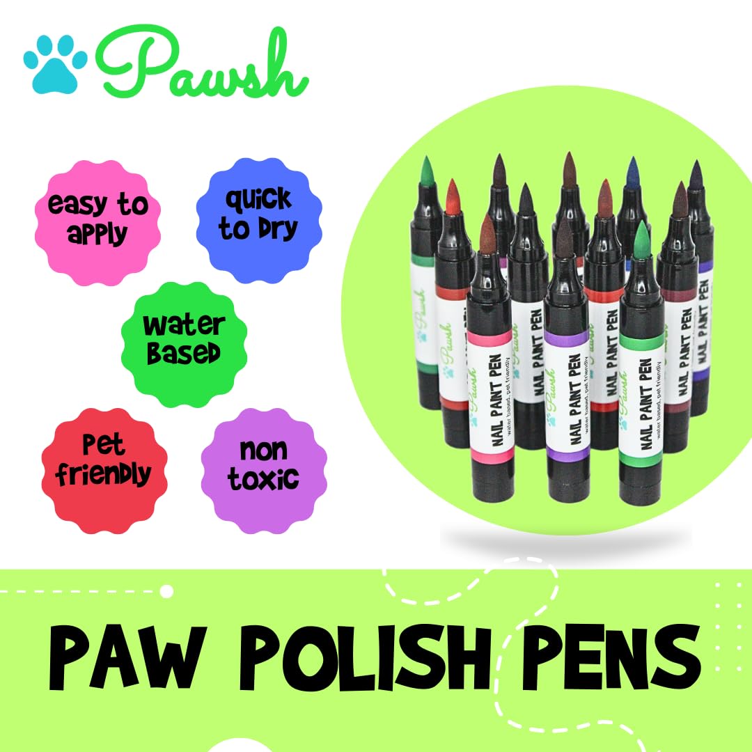 Nail Polish Pens: Ultimate Accessory for Your Pet! 12 Color Set, Quick Dry, Non-Toxic, Water-Based Grooming Supplies